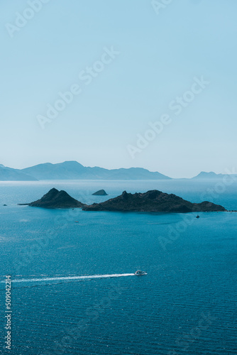 An island in the Aegean Blue sky and Sea