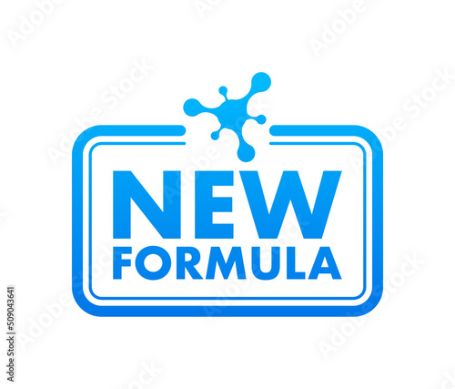Blue image. New Formula circular futuristic pictogram molecular cell with - isolated on white. Icon on blue backdrop