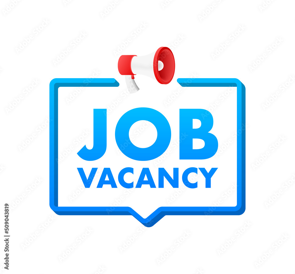 Flat red Megaphone with Job vacancy. Vector illustration. Flat red Megaphone with Job vacancy. Vector illustration.