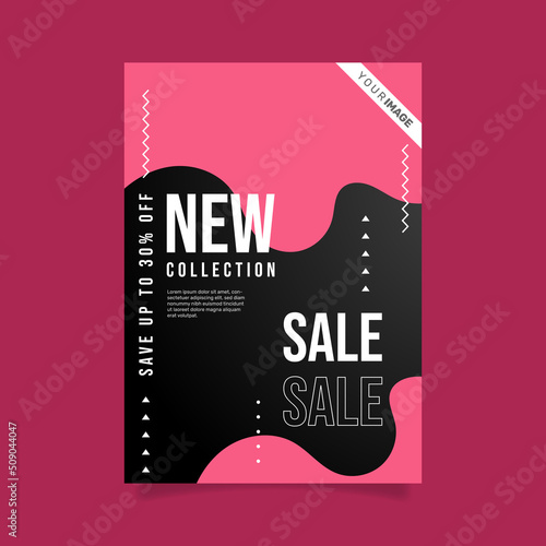 Flat abstract vertical sale poster template. - Vector.