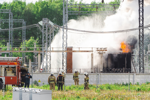 Fire on electrical substation