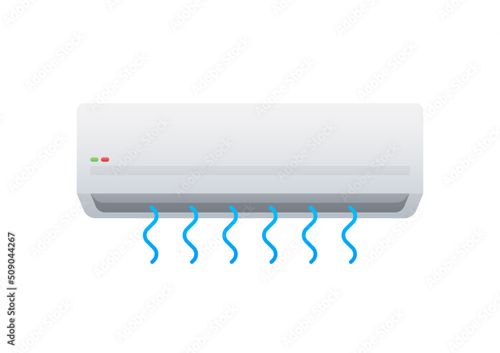 Air conditioner with cold and warm air in flat style. Vector icon. Abstract air conditioner for promo design Air conditioner with cold and warm air in flat style. Vector icon. Abstract air conditioner for promo design