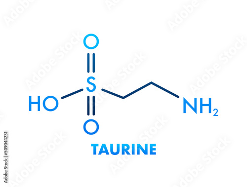 Icon with taurine formula. Vector icon. Taurine formula.