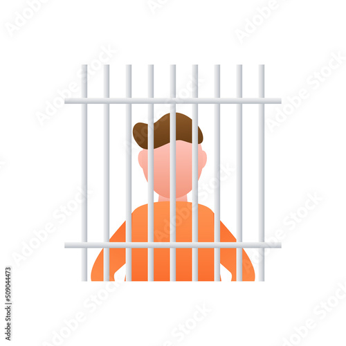 Prisoner silhouette front with police data board. Hand drawn black icon on white backdrop. Vector background