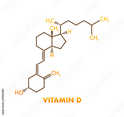 Green vitamin d formula on golden background. Vector 3d illustration