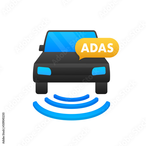 Banner vector. Creative ADAS Advanced driver assistance systems Icon. Vector sign. Digital currency concept. Bitcoin currency