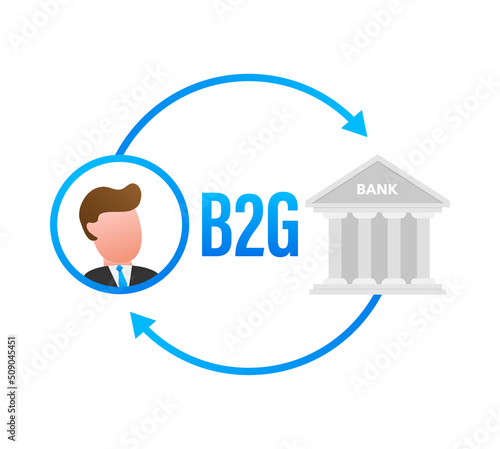 B2G or Business to Government Marketing. Vector Illustration. Icon for marketing design
