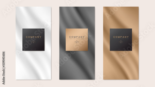 Vector set of vertical banners with silk fabric and frame. Background templates for brochure, cover poster, advertisement, flyer