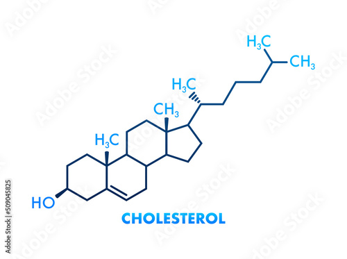 Cholesterol formula on white background. 3d cholesterol formula