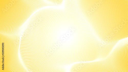 Abstract dot white yellow color wave pattern gradient texture technology background.