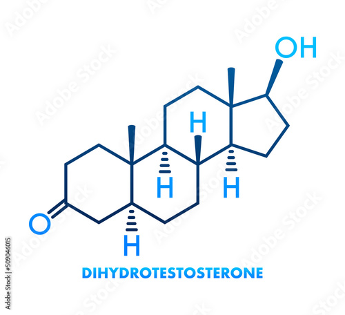 Dihydrotestosterone DHT, androstanolone, stanolone hormone molecule. Skeletal formula. Vector stock illustration