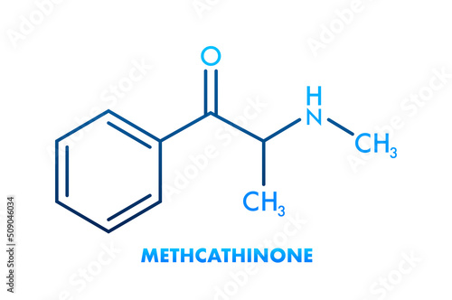 METHCATHINONE formula for medical design. METHCATHINONE chemical formula on white background. photo