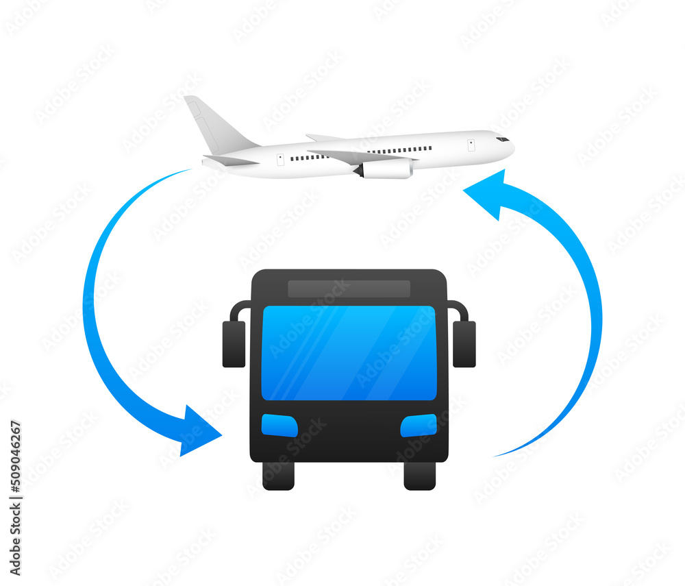 Transport from and to airport vector. Isolated vector illustration