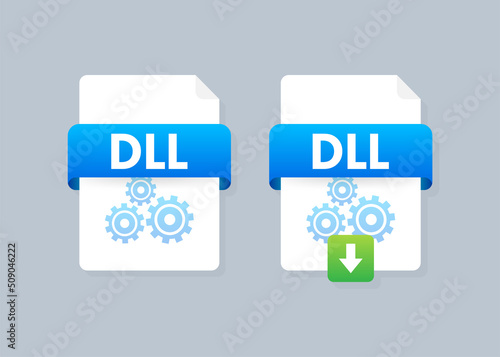 Flat design with people. DLL - Dynamic Link Library acronym.