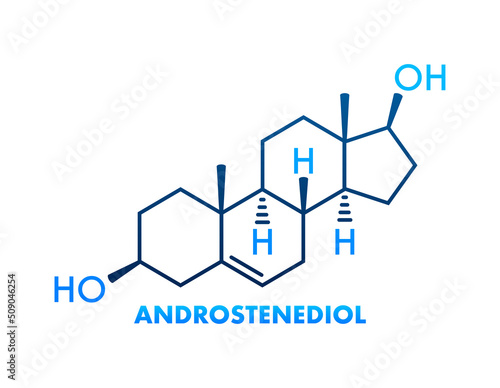 Illustration with androstenediol formula. Structural chemical formula