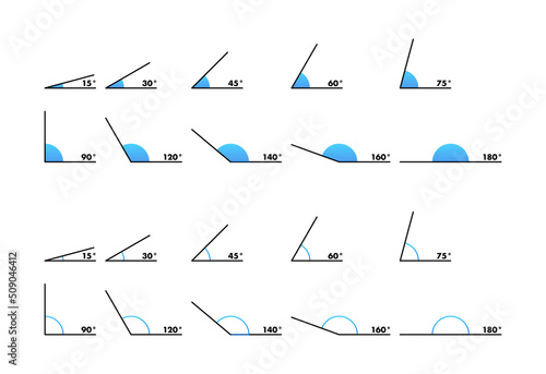 Flat image with angle degree for concept design. Flat illustration