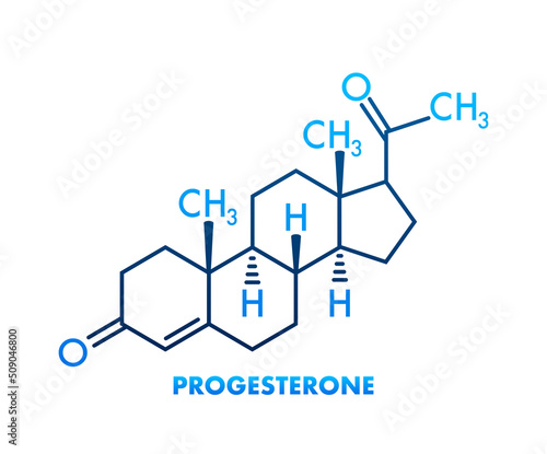 Progesterone female sex hormone molecule. Vector illustration.