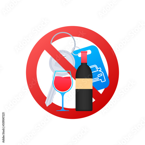 Don t drink and drive sign. No alcohol. Vector stock illustration