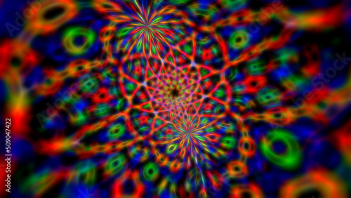 Abstract gadient neon fractal background.