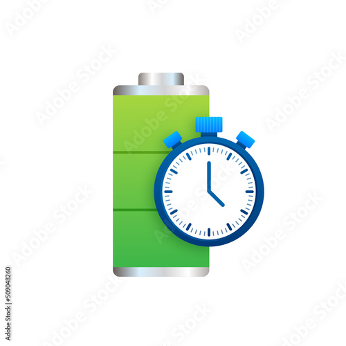 Modern cartoon icon with green quick charging. Vector graphic. Vector logo