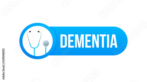 Dementia medicine sign in flat style. Medical infographic. Vector illustration.