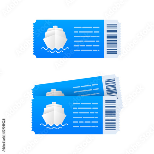 Banner with blue ticket ship. Vector background. Vector design