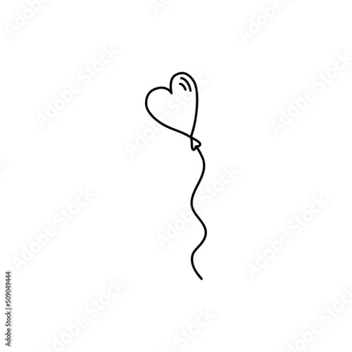line air balloon heart icon on white background
