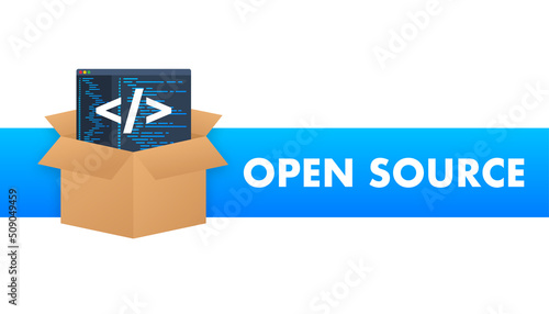 Software development and digital technology concept. Open source