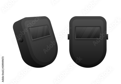 Flat welder mask. Flat icon on white backdrop. Flat design