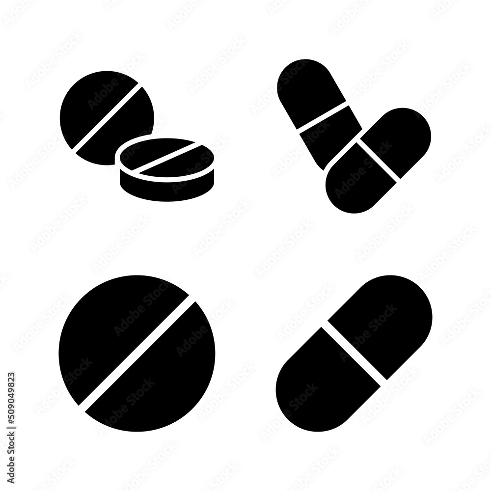 Pills icon vector. capsule icon. Drug sign and symbol Pills icon vector. capsule icon. Drug sign and symbol