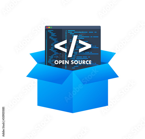 Software development and digital technology concept. Open source