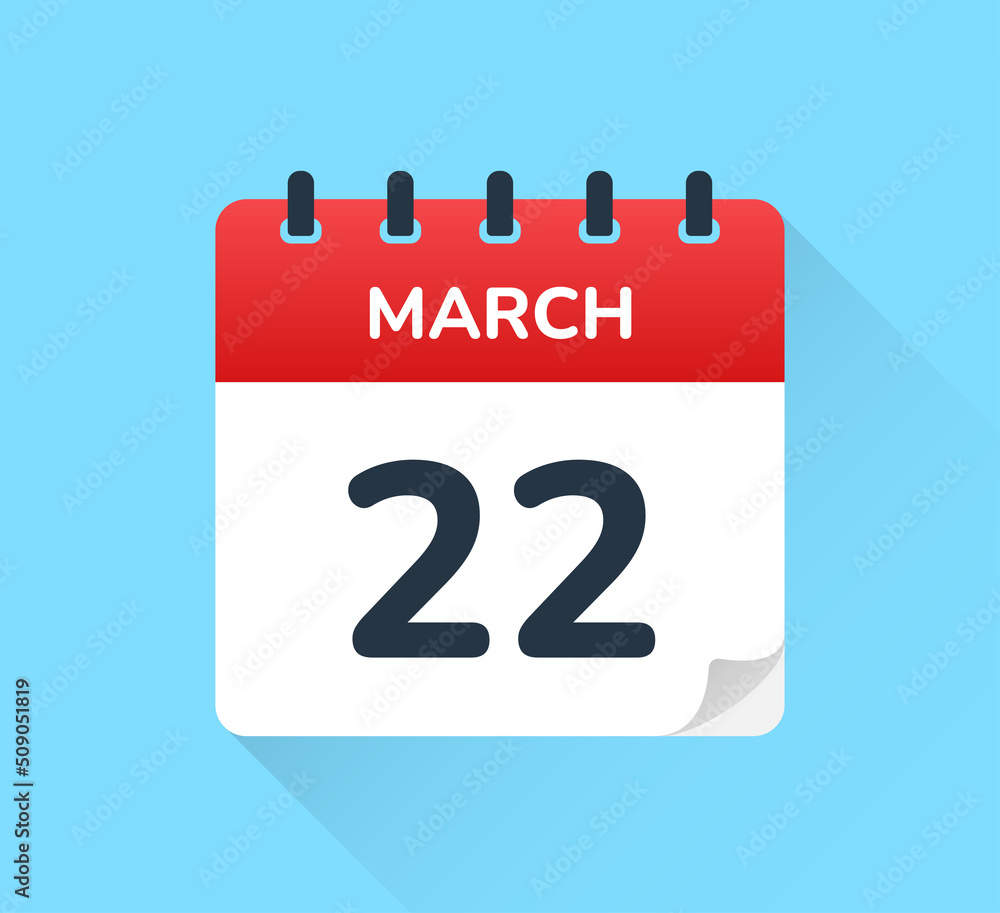 March 22 - Calendar icon vector illustration March 22 - Calendar icon vector illustration