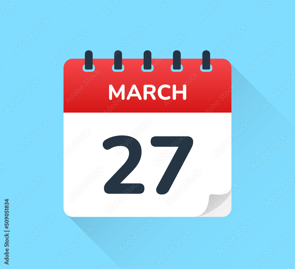 March 27 - Calendar date icon vector illustration March 27 - Calendar date icon vector illustration