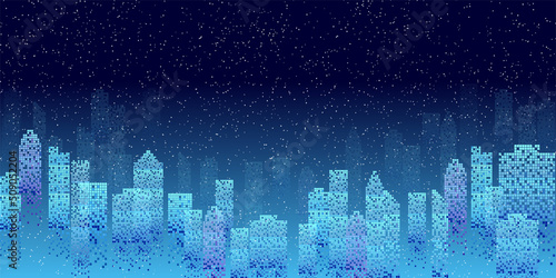 ビル　夜空　星　背景