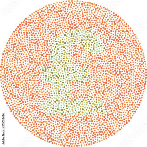 Pound symbol red and green color blindness test card