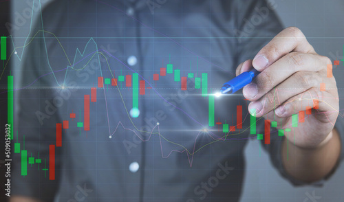 Data analysis concept, data stock graph for business stock investment, business finance, Graph business 