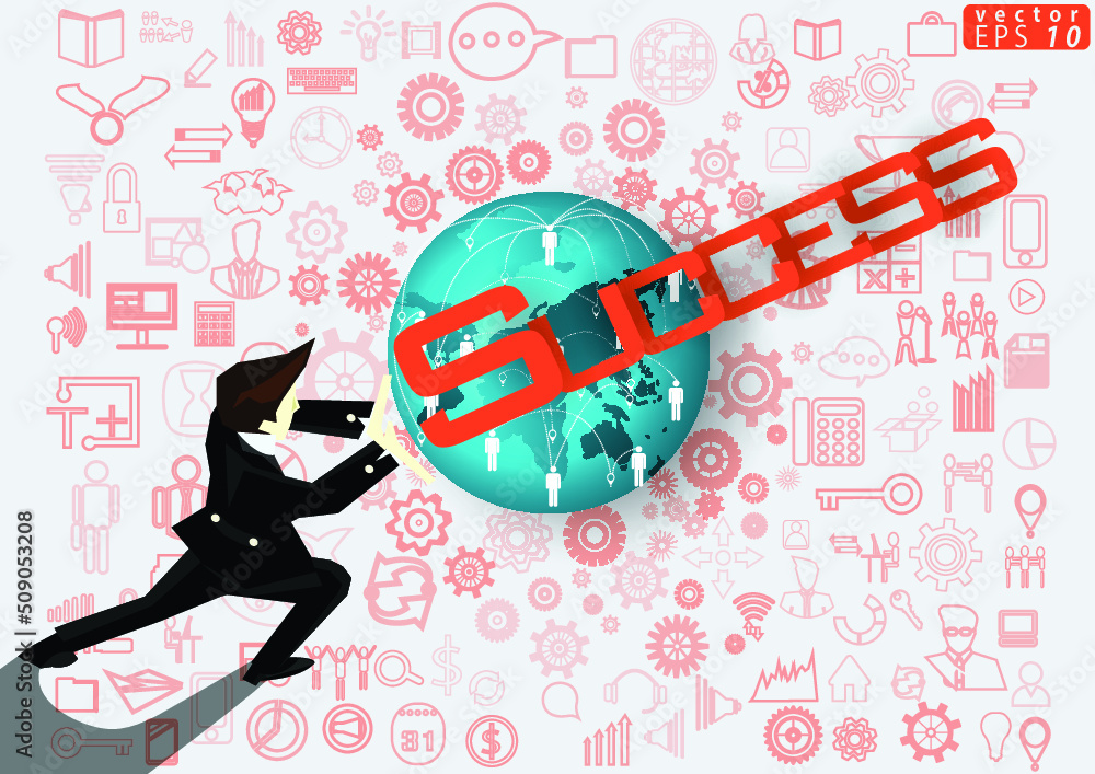 Fototapeta premium Illustration business.design modern idea and concept think creativity. for brainstorm,Social network,success,plan,think,search,analyze,communicate, futuristic idea innovation technology.