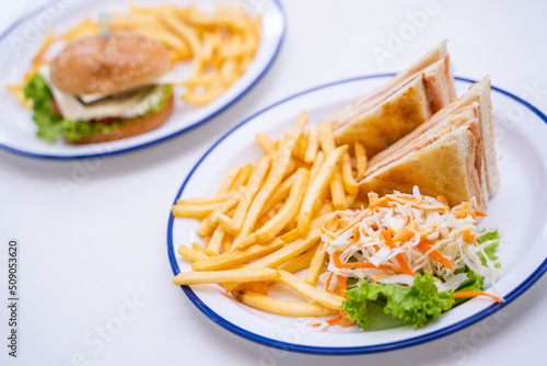 sandwich ham cheese with french fries