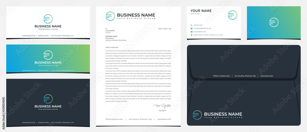 F, FO, or, OF logo with stationery, business card, and social media banner designs F, FO, or, OF logo with stationery, business card, and social media banner designs