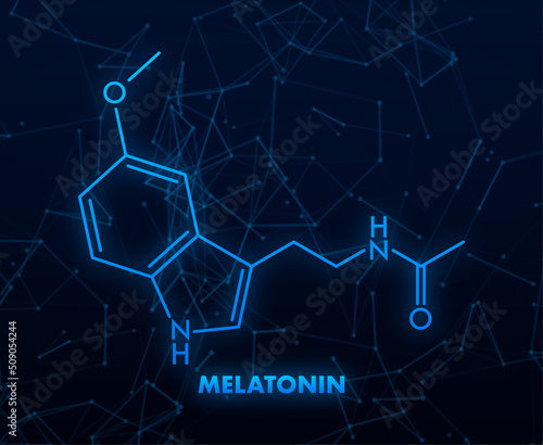 3D melatonin formula. Neon icon. Isolated vector illustration