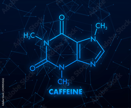 Foto Sketch illustration with caffeine formula