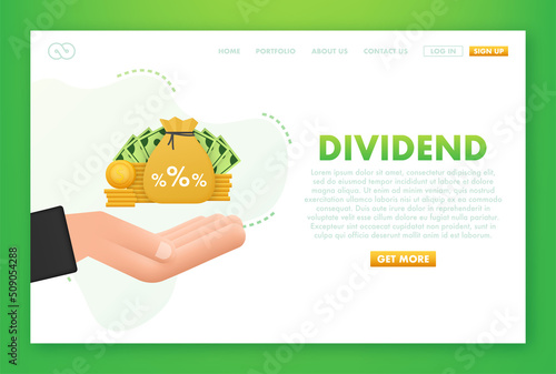 Dividend stocks. Business financial investment. Public company payback profit. Vector stock illustration.