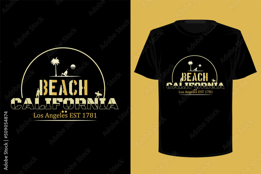 Beach california retro vintage t shirt design