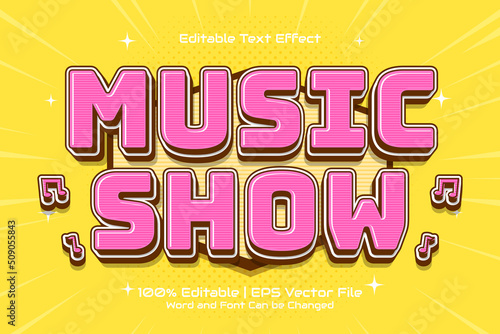 Editable text effect - Music Show 3D Flat cartoon style
