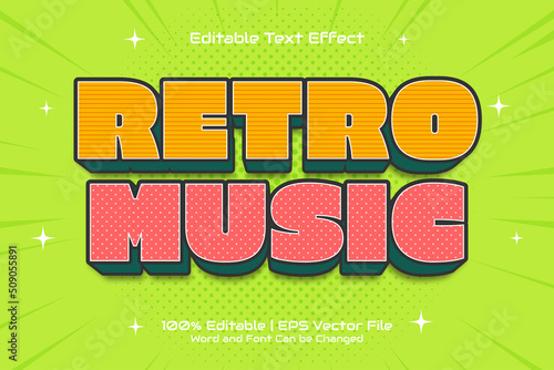 Editable text effect - Retro Music Flat cartoon style