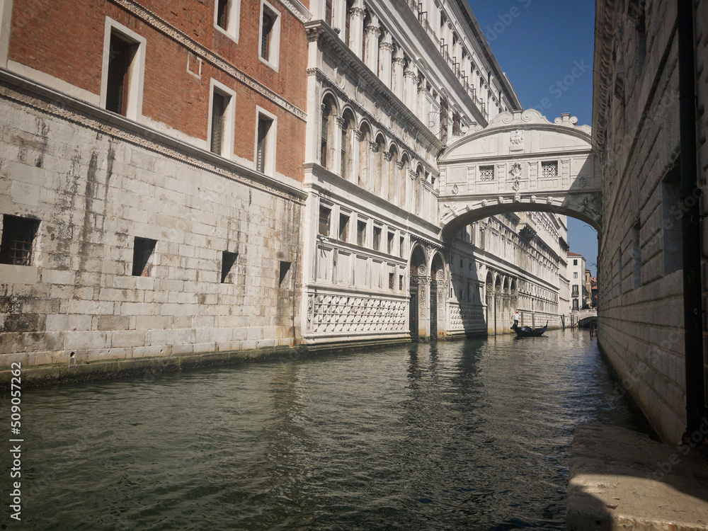 Famous Bridge of Sighs in Venice. Popular Landmark and Sightseeing Location in Italy. Travel in Italy