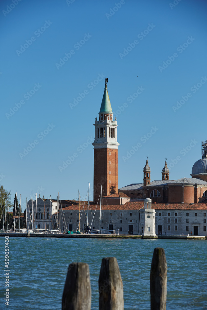 Fototapeta premium San Giorgio Bell Tower in Venice. View of Venetian Island. View from Saint Marco Square