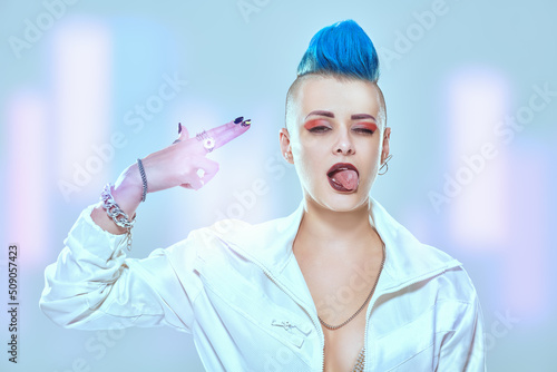 expressive woman rocker photo