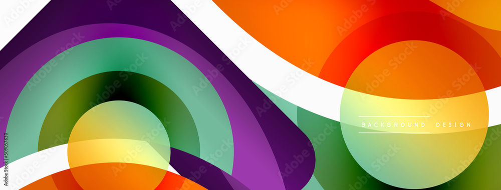 Creative geometric wallpaper. Minimal abstract background. Circle wave and round shapes composition vector illustration for wallpaper banner background or landing page Creative geometric wallpaper. Minimal abstract background. Circle wave and round shapes composition vector illustration for wallpaper banner background or landing page