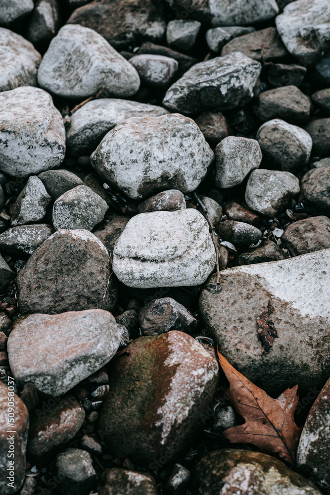 A variety of rocks on the beach in New York. A variety of rocks on the beach in New York.